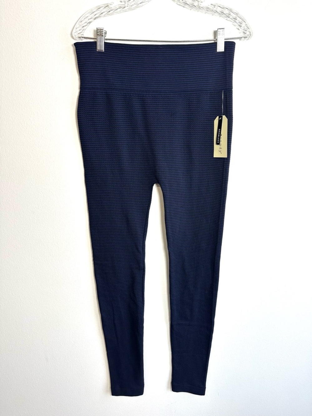 Eye Candy Striped textured Navy and Black Leggings fleece lined size 2-3x 1x